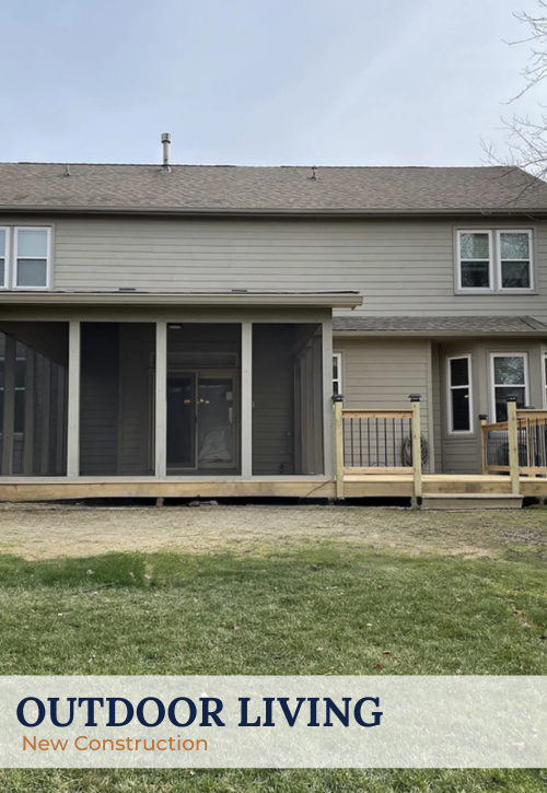 New screened-in porch with attached deck — outdoor living space built by Ntegrity Builders in Central Indiana