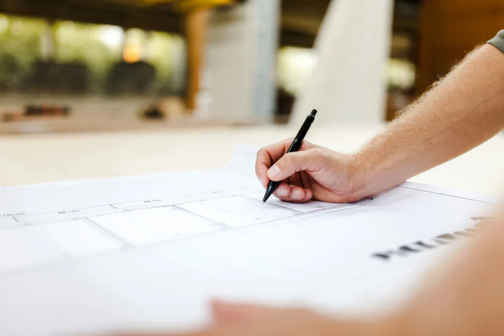 Design-build remodeling plans being reviewed for a Central Indiana home project