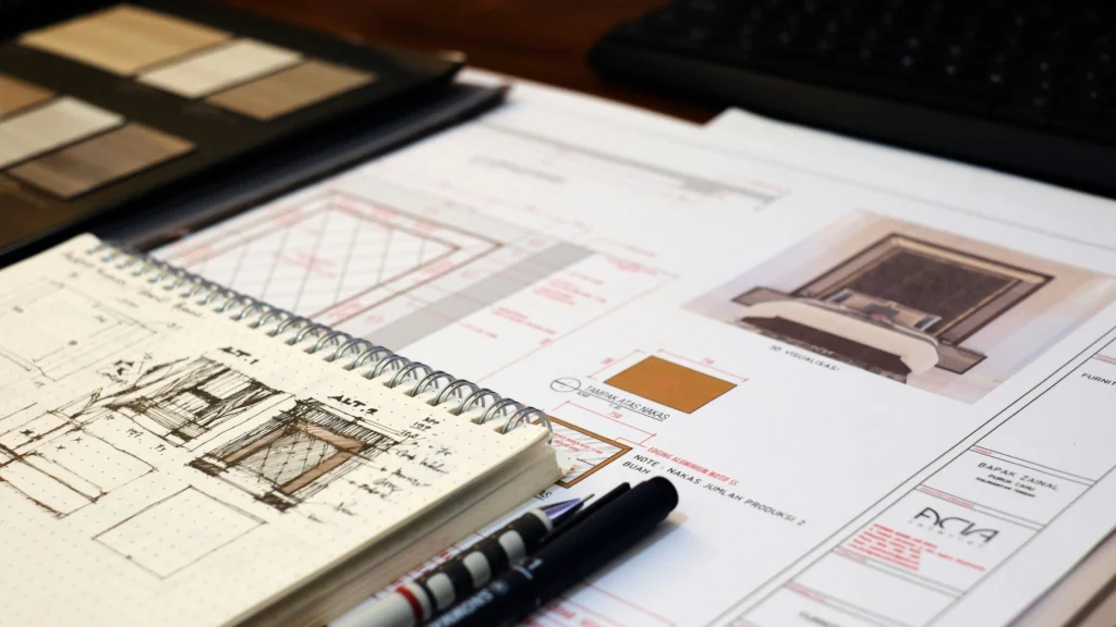 Remodeling plans and material selections used for project planning and cost decisions