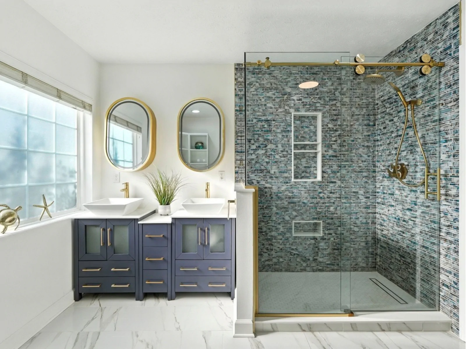 Finished primary bathroom transformation in Carmel Indiana
