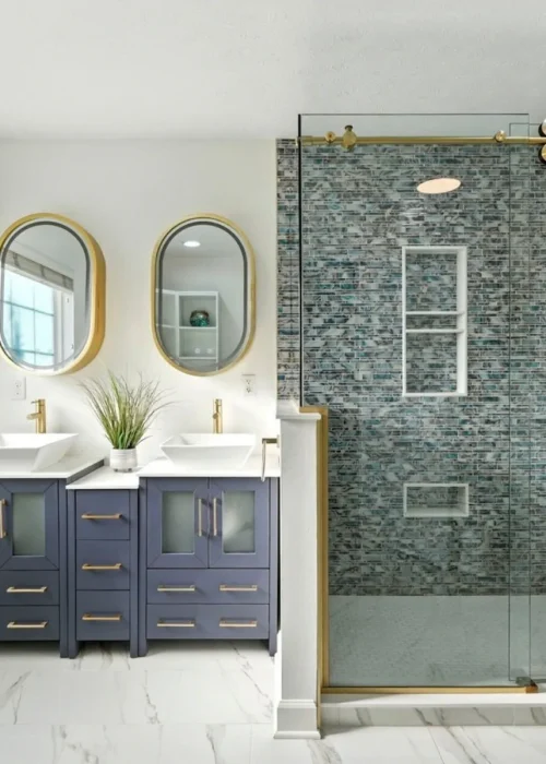 Finished primary bathroom transformation in Carmel Indiana
