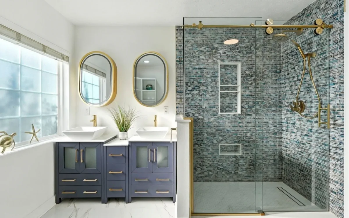 Finished primary bathroom transformation in Carmel Indiana